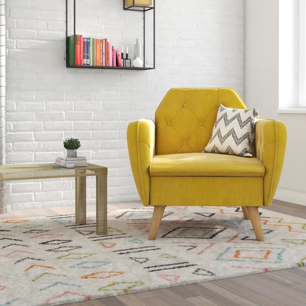 tufted mustard yellow chair