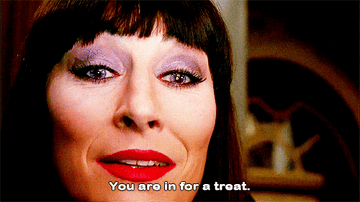 anjelica huston saying &quot;you are in for a treat&quot; in the witches