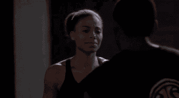 Gif of main characters kissing in Love and Basketball