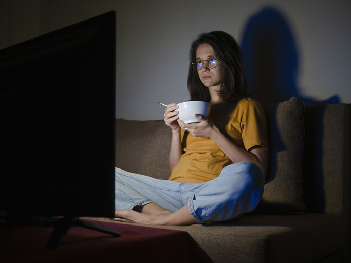 woman watching tv