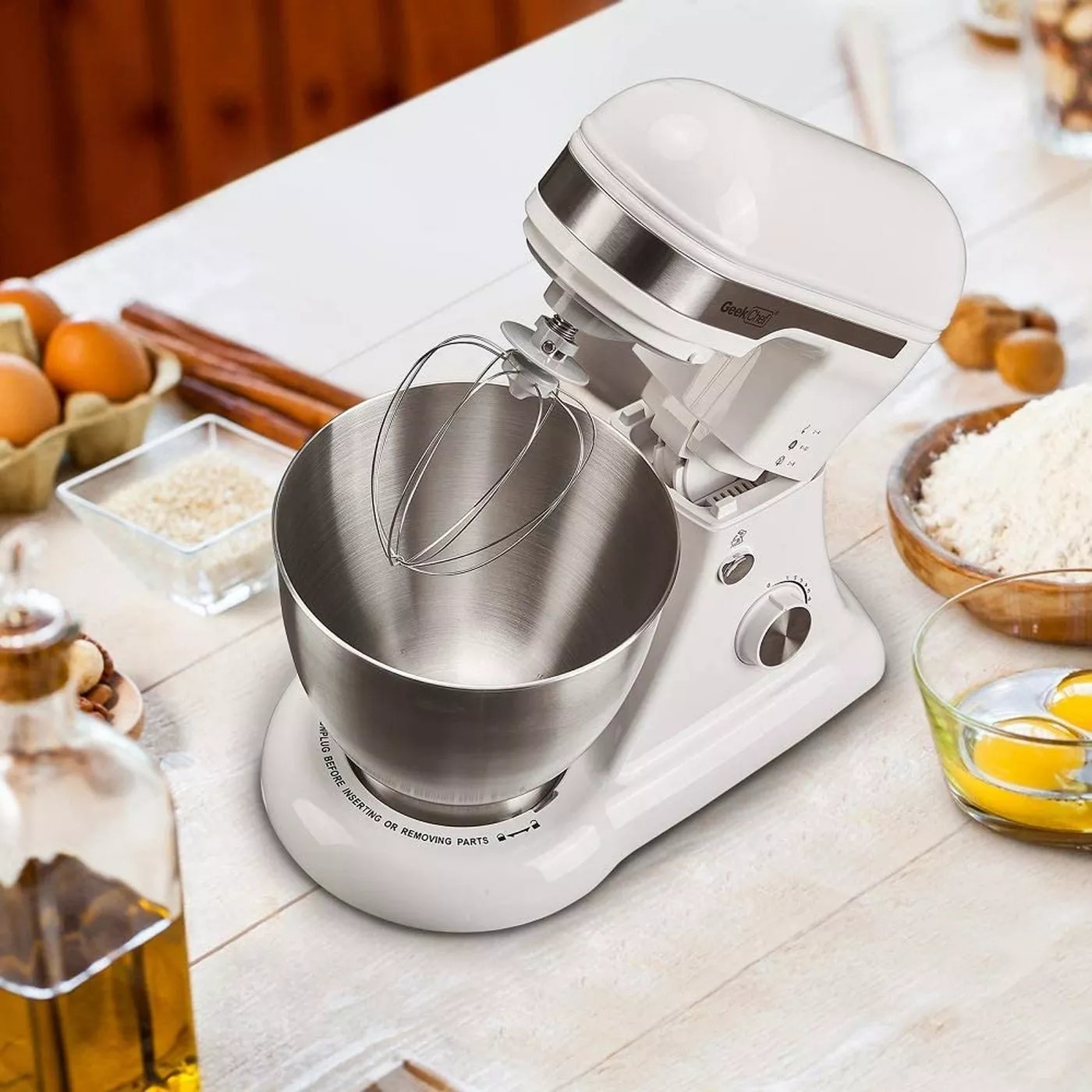 The white stand mixer