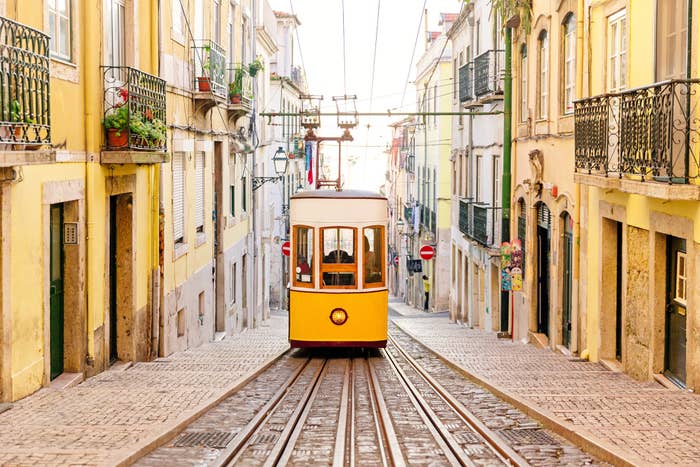 A tram in Lisbon.