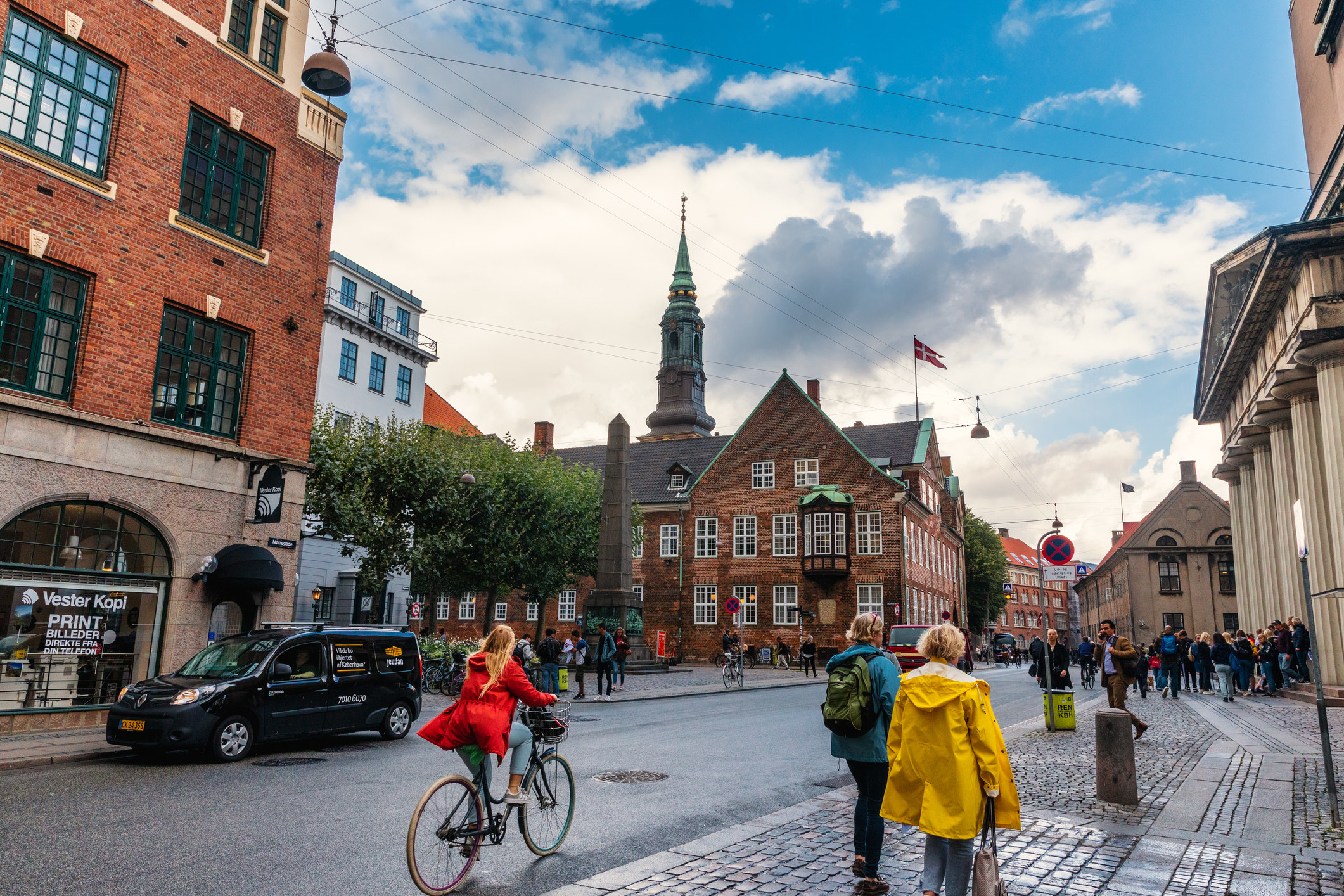 A woman riding a bike in Denmark.