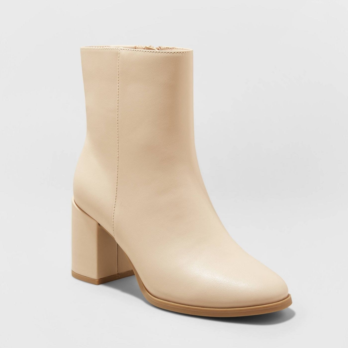A taupe ankle boot