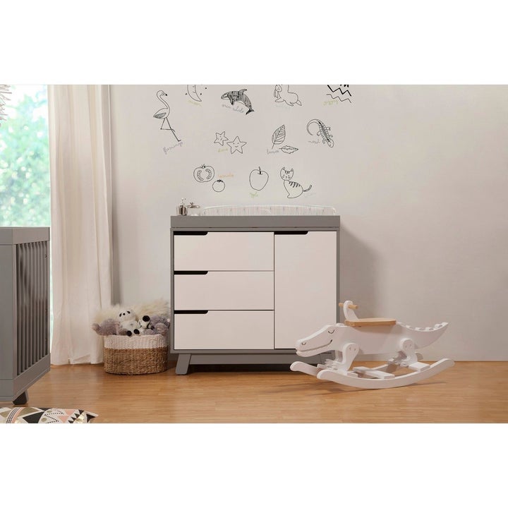 White and grey baby dresser
