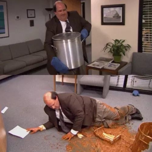 kevin from the office drops chili