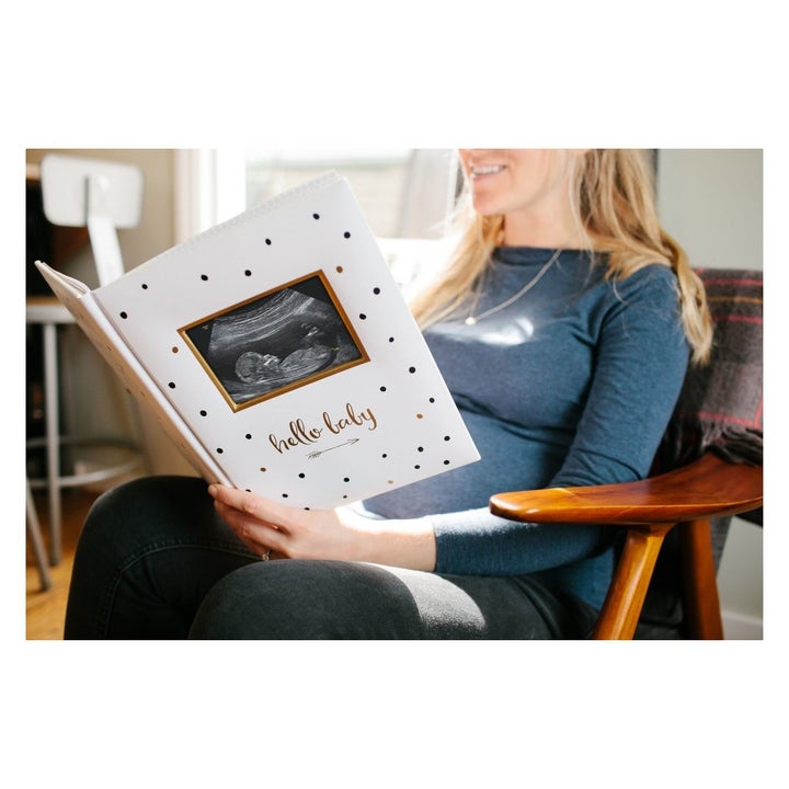 Woman holding memory book