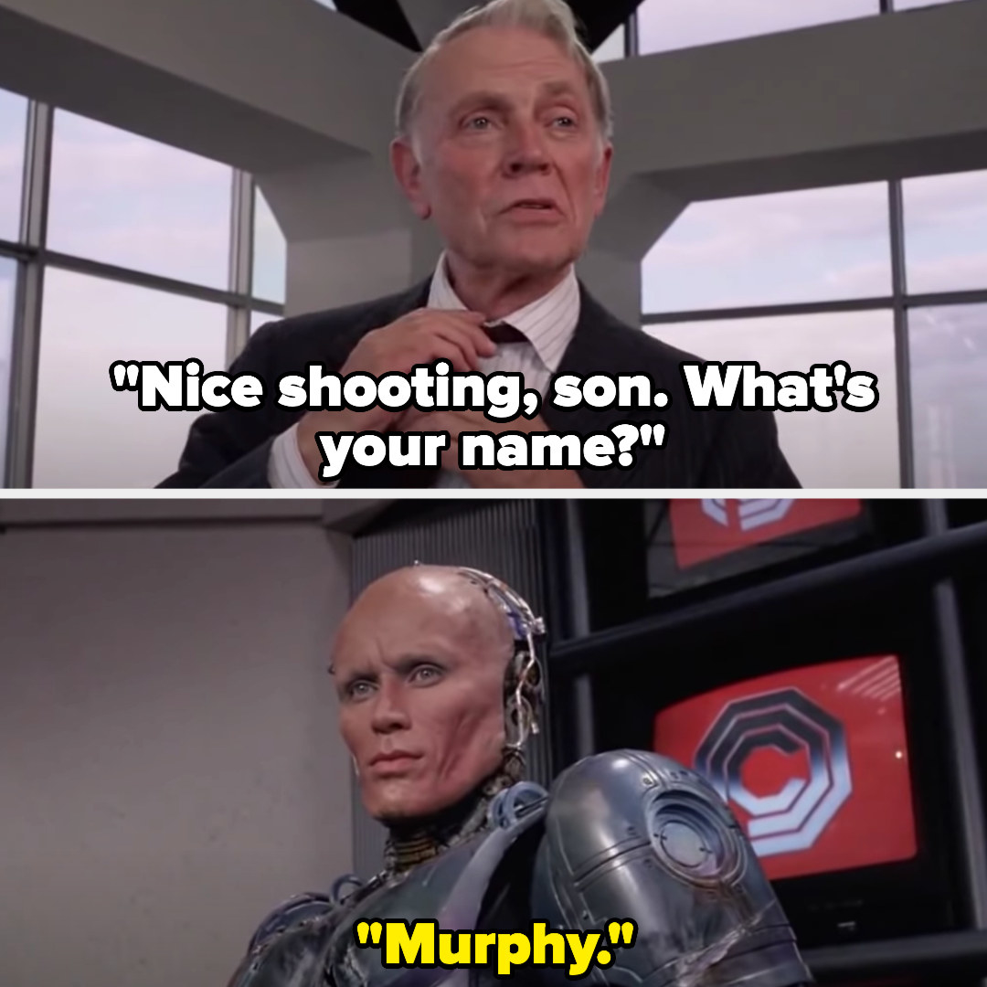 Old Man compliments Robocop&#x27;s shot then asks what his name is, and Robocop says &quot;Murphy&quot;