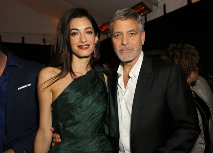 George and Amal pose together