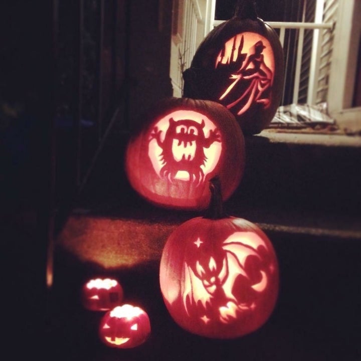 Reviewer's photo of jack-o-lanterns carved with the tool