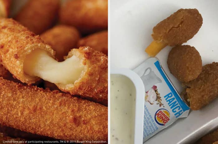 unmelted cheesestick inside fried exterior