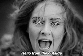 Adele singing the lyrics, &quot;Hello from the outside&quot;
