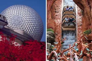 epcot on the left and splash mountain on the right