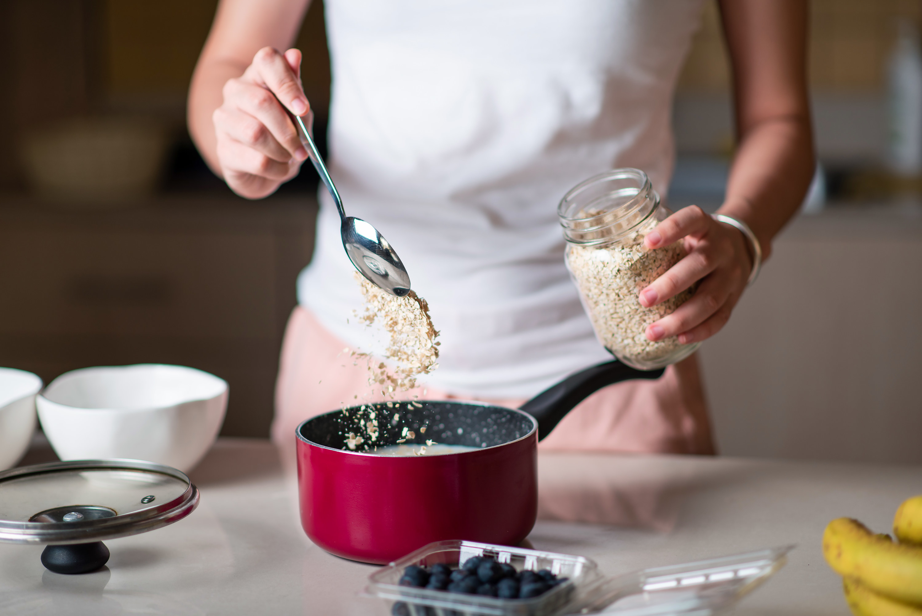 Person making oatmeal at home