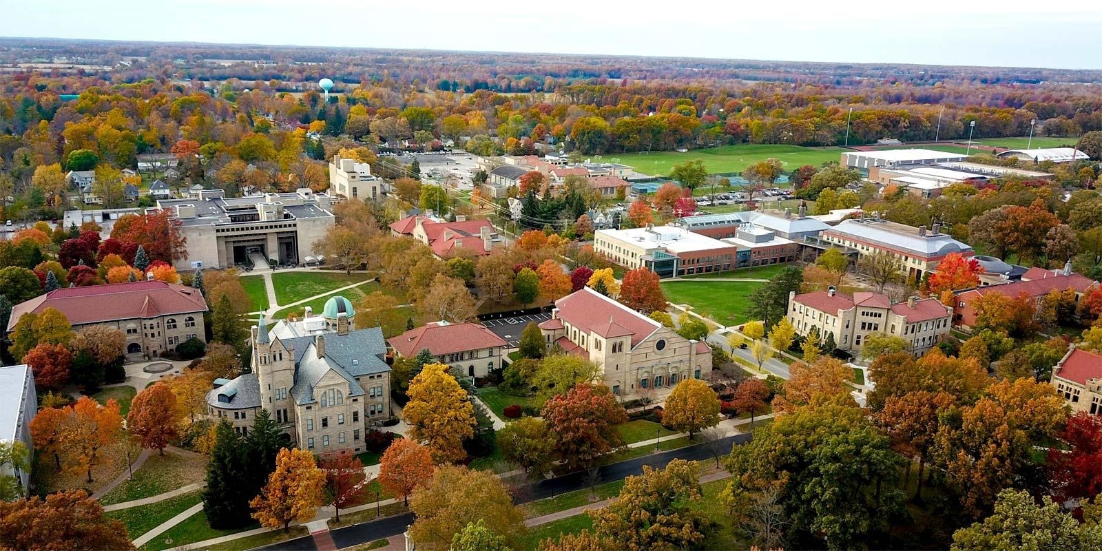 Aerial photo of the Oberlin campus