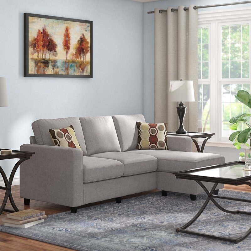 the light grey couch in a living room