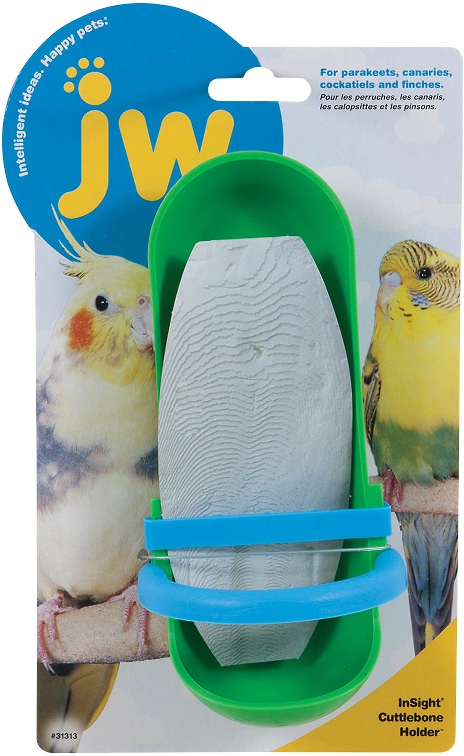 An image of a cuttlebone holder bird toy