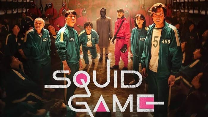 A poster for Netflix's Squid Game featuring all the contestants