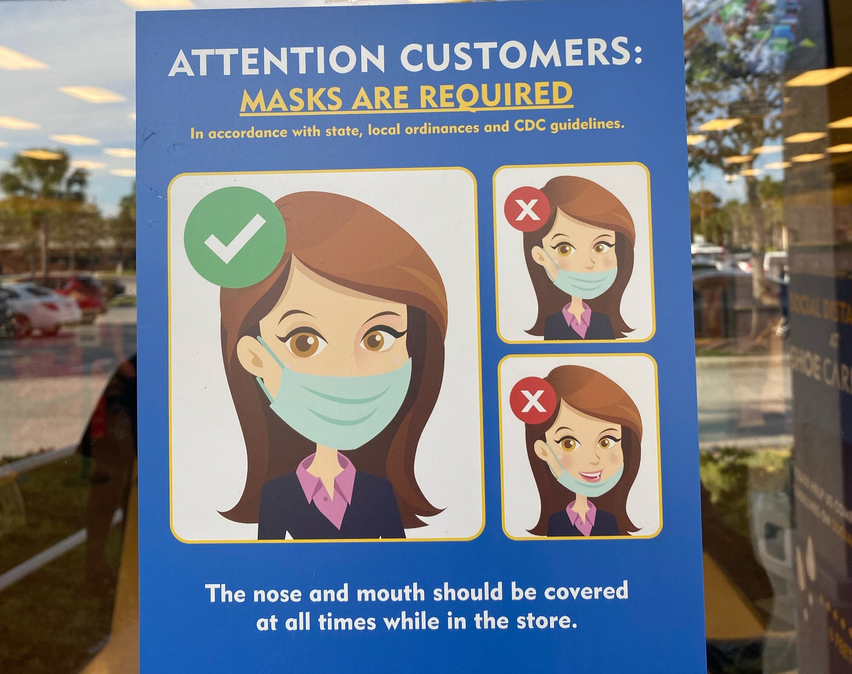 A flier demonstrating the correct way to wear a mask