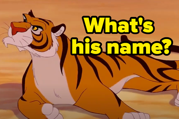 A tiger is on the ground with a label that reads "What's his name?"
