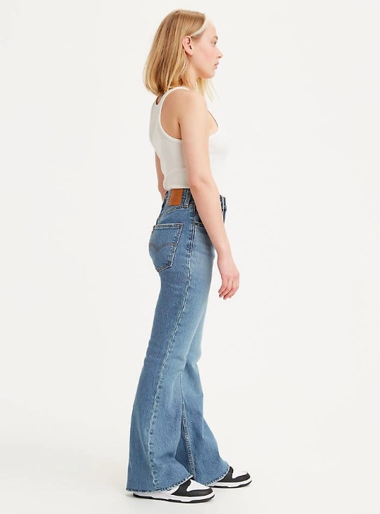 Model wearing the flare jeans