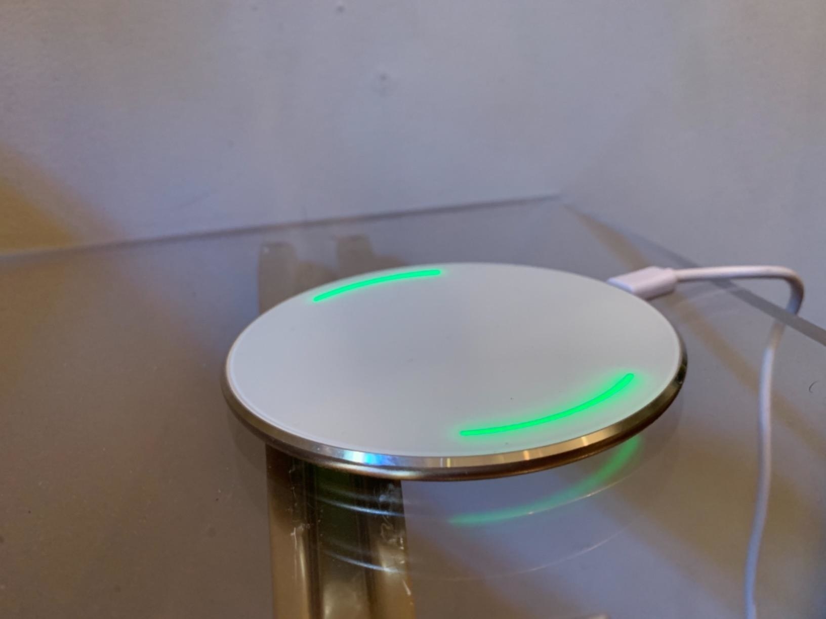 Reviewer photo of the wireless charger