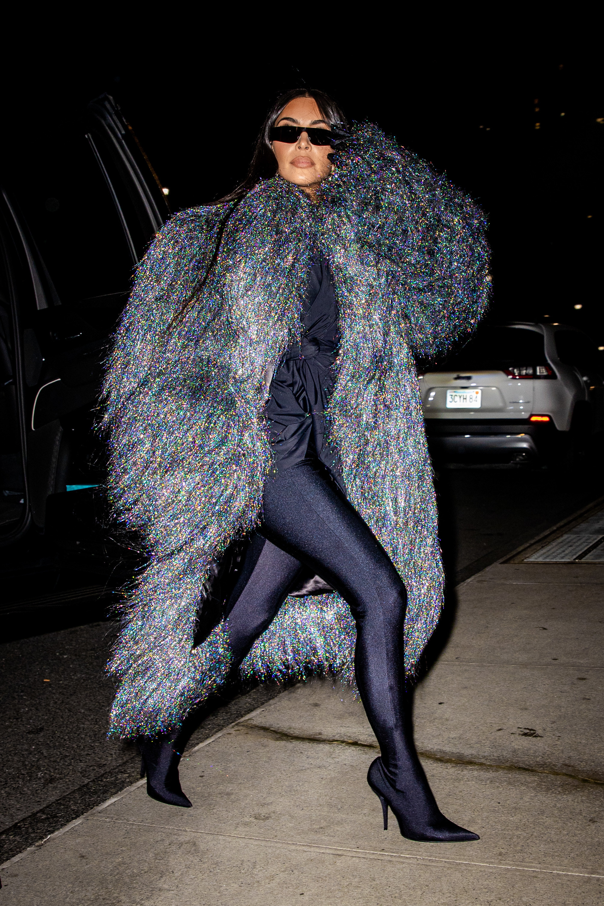 Kim Kardashian Goes To SNL Dinner In Balenciaga Coat