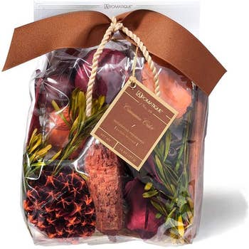 A bag of autumnal potpourri tied up with a bow