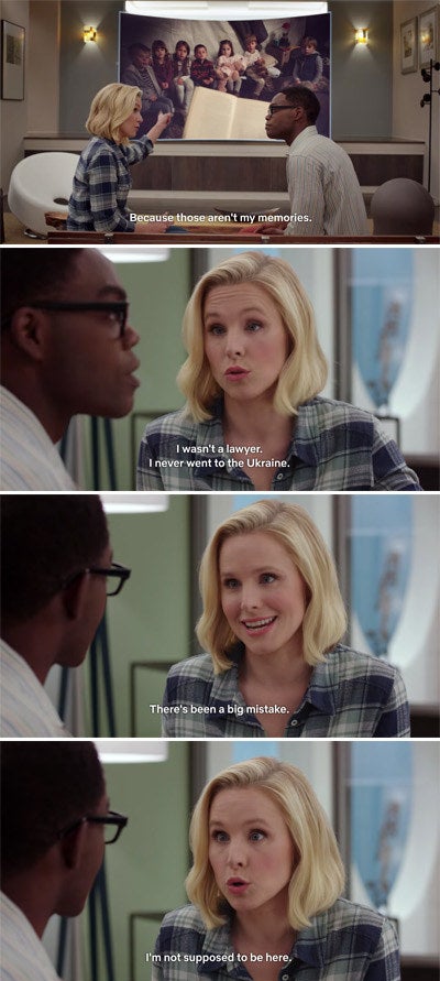 Eleanor telling Chidi she is in the wrong place