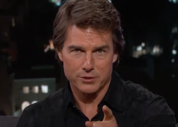 Tom Cruise being interviewed on "Jimmy Kimmel Live"