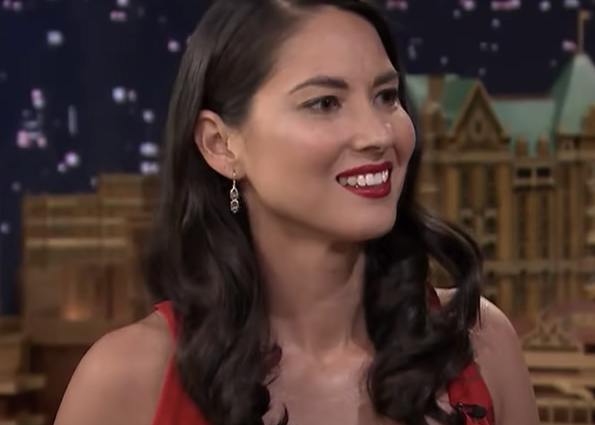 Olivia Munn being interviewed