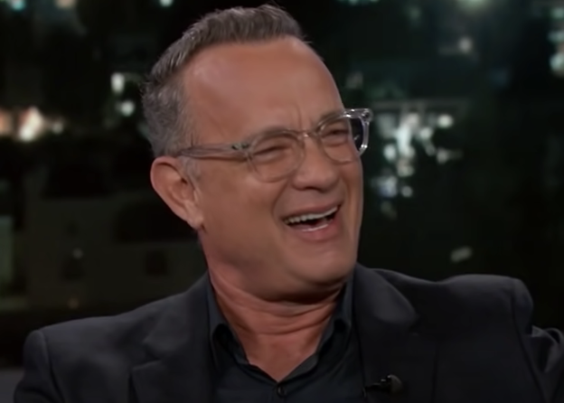 Tom Hanks being interviewed on "Jimmy Kimmel Live"