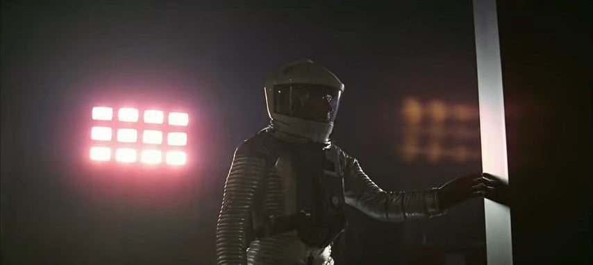 Dr. Heywood Floyd touching the monolith in "2001: A Space Odyssey"