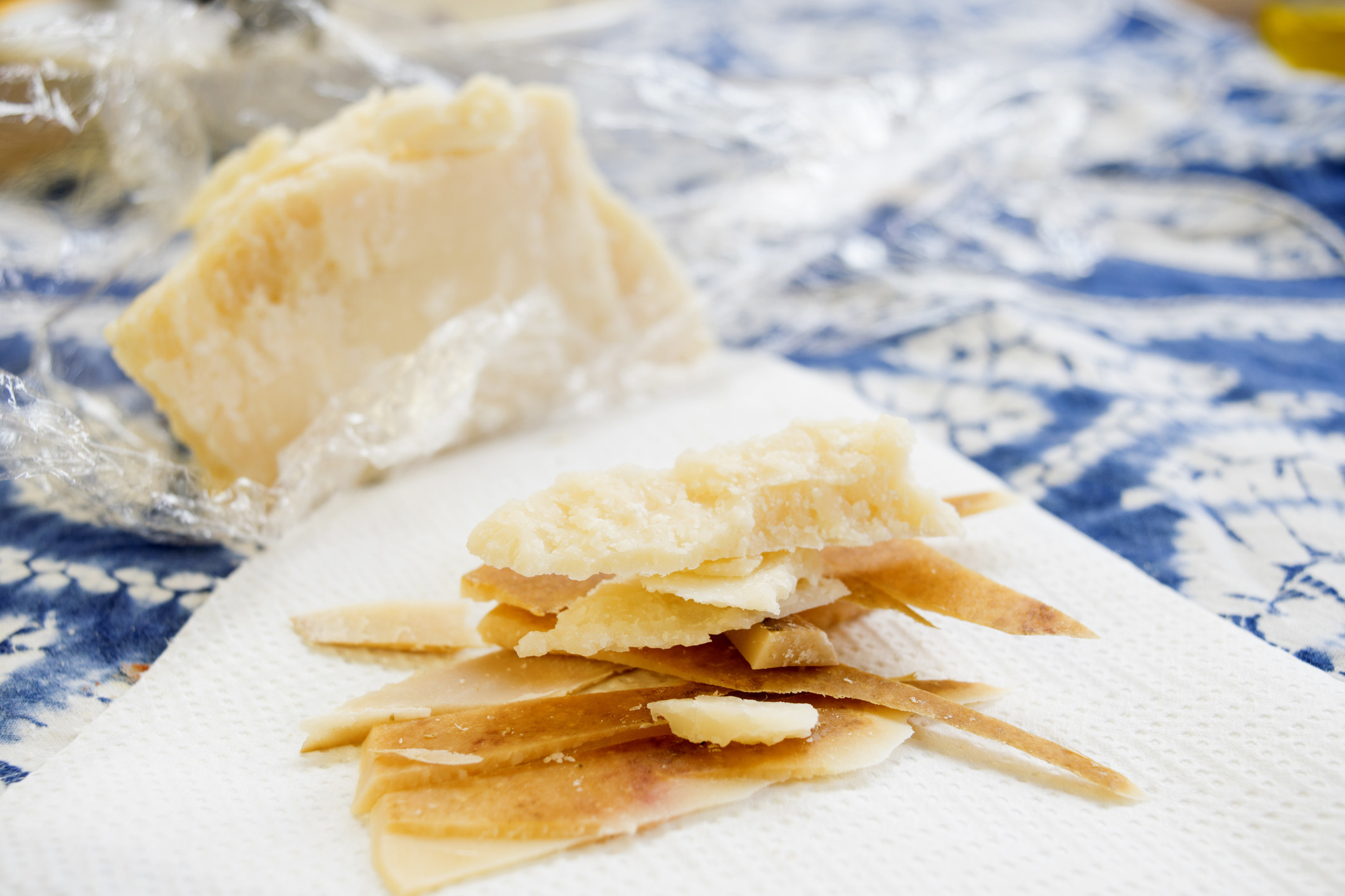 Parmesan cheese chunks and rind.