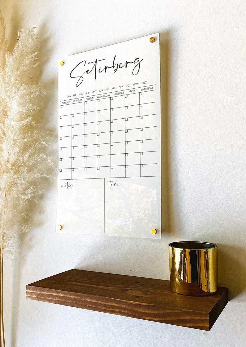 custom calendar printed on acrylic dry erase board