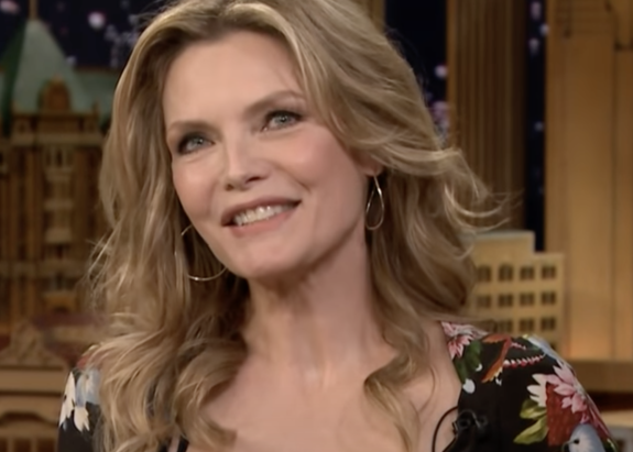 Michelle Pfeiffer being interviewed