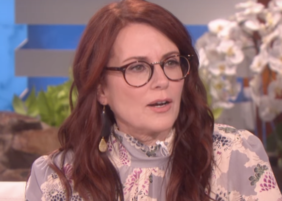 Megan Mullally being interviewed