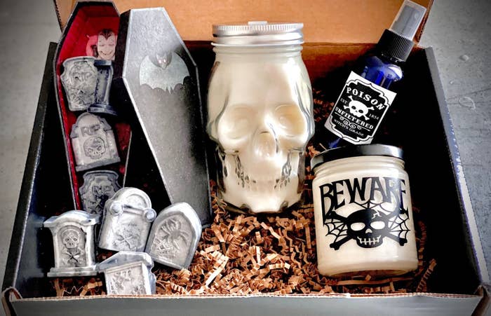 The spooky Halloween gift box with candles, room spray, and wax melts