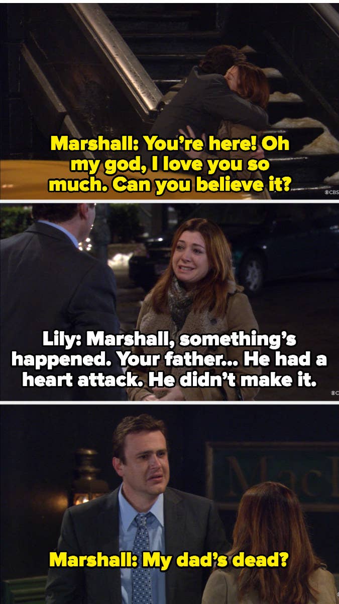 Lily telling Marshall that his dad died