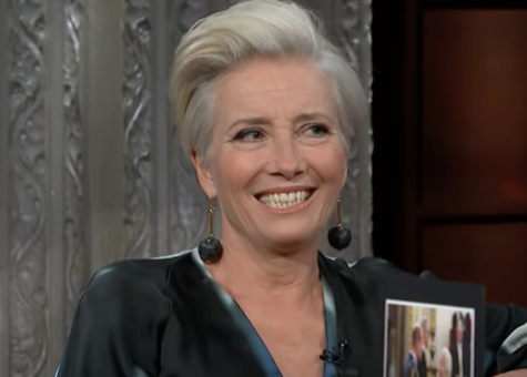 Emma Thompson being interviewed
