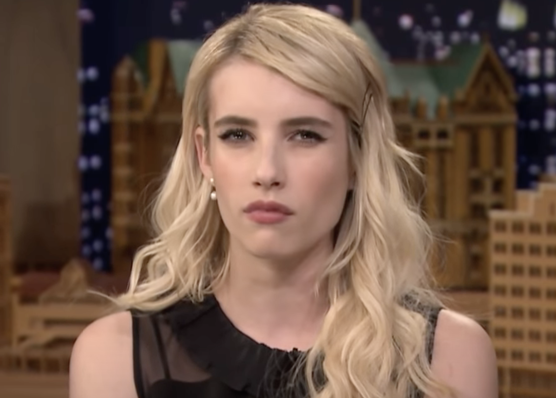 Emma Roberts being interviewed
