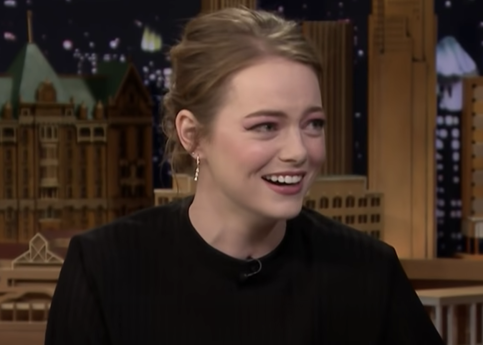 Emma Stone being interviewed