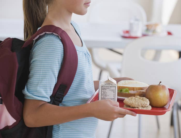 Girl carrying her school lunch