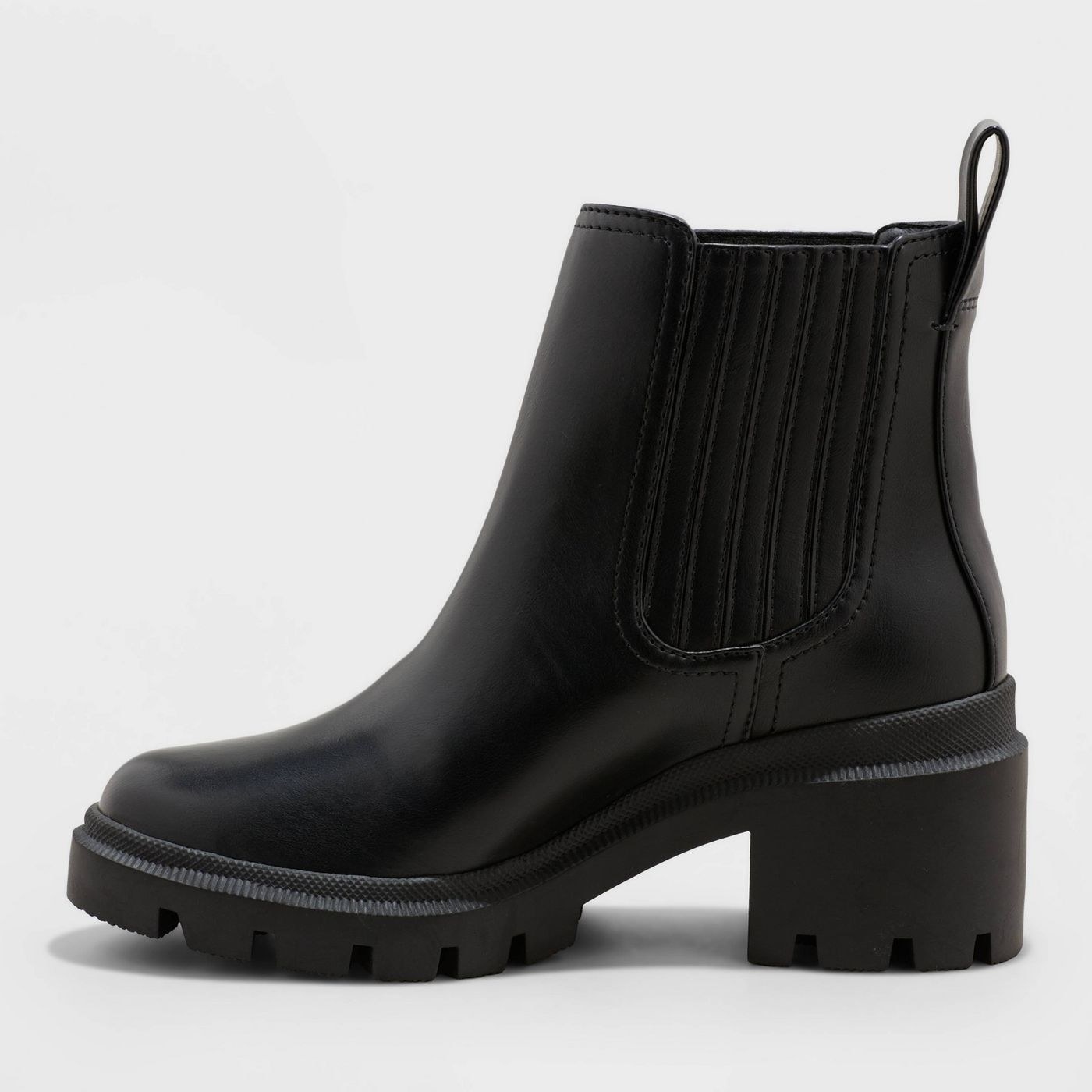 A black heeled chelsea boot
