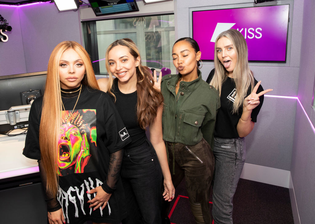 (L to R) Jesy Nelson, Jade Thirlwall, Leigh-Anne Pinnock and Perrie Edwards visit Kiss FM