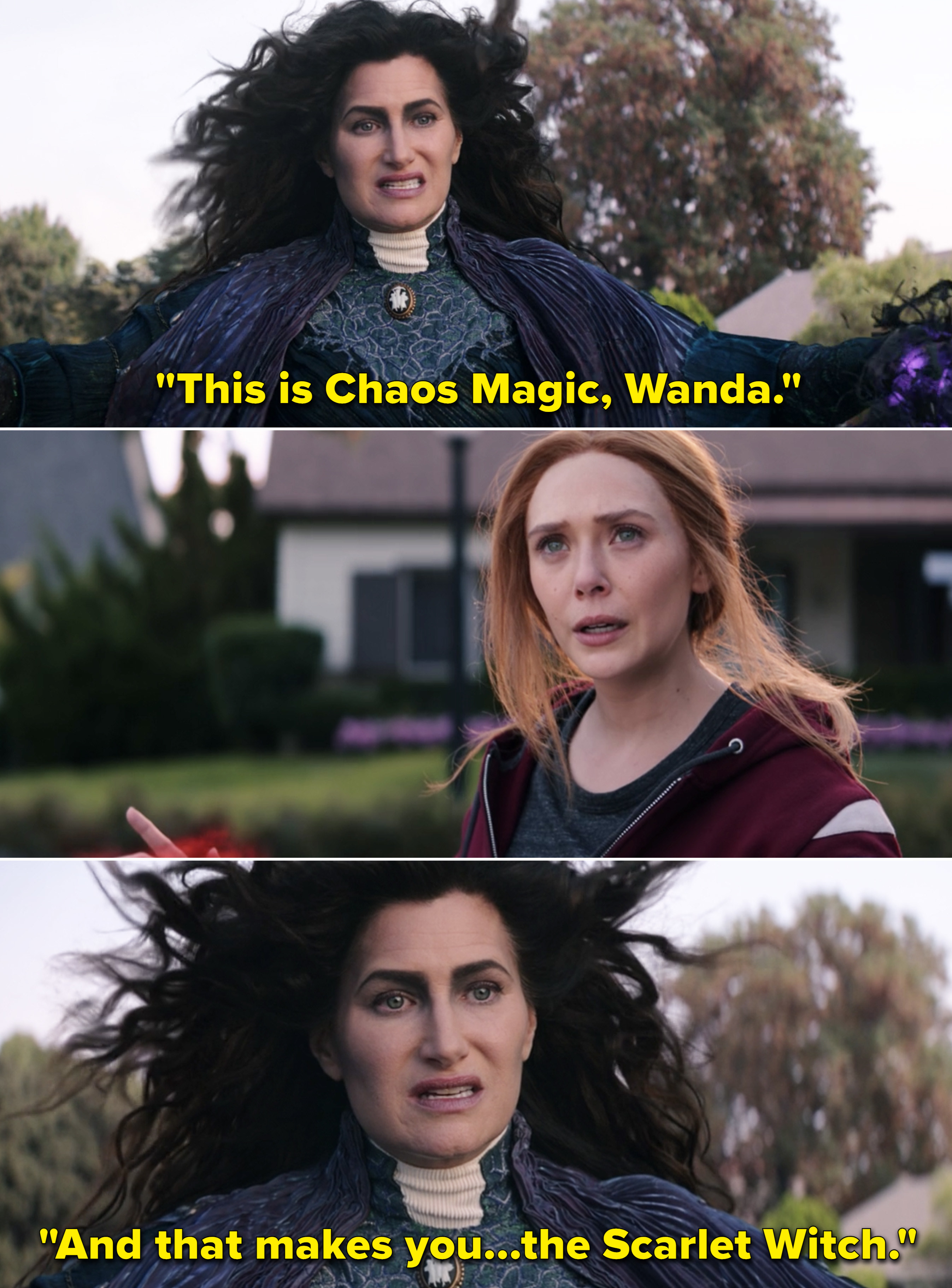 Agatha saying, &quot;This is chaos magic, Wanda. And that makes you...the Scarlet Witch&quot;