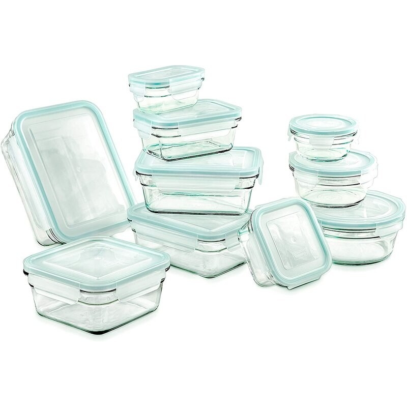 the clear and teal storage set