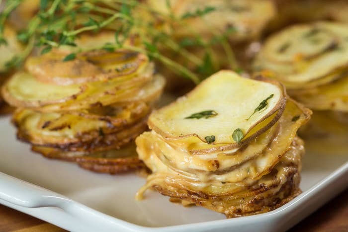 mini stacks of sweet potato gratin