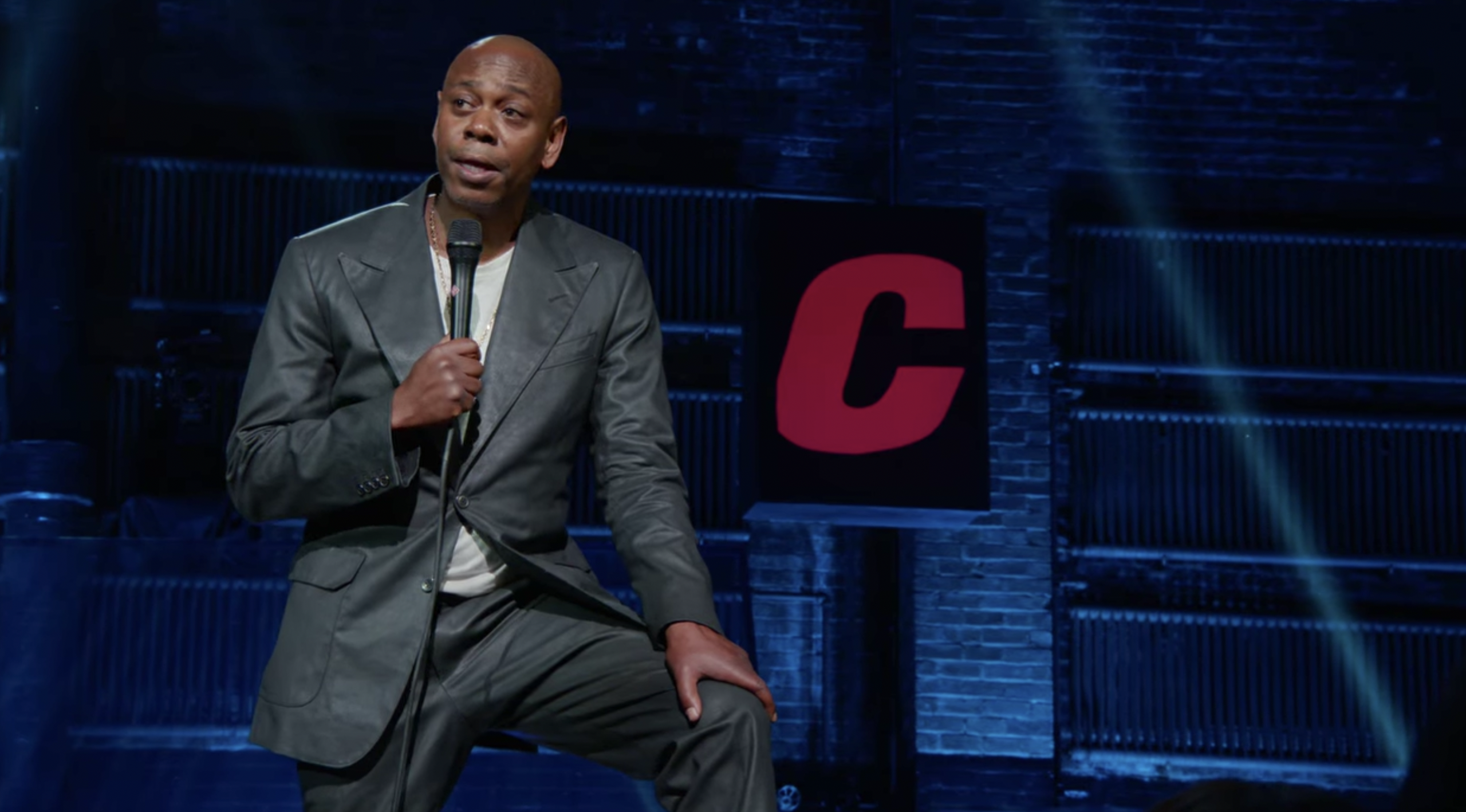 Dave Chappelle performing standup in his special The Closer