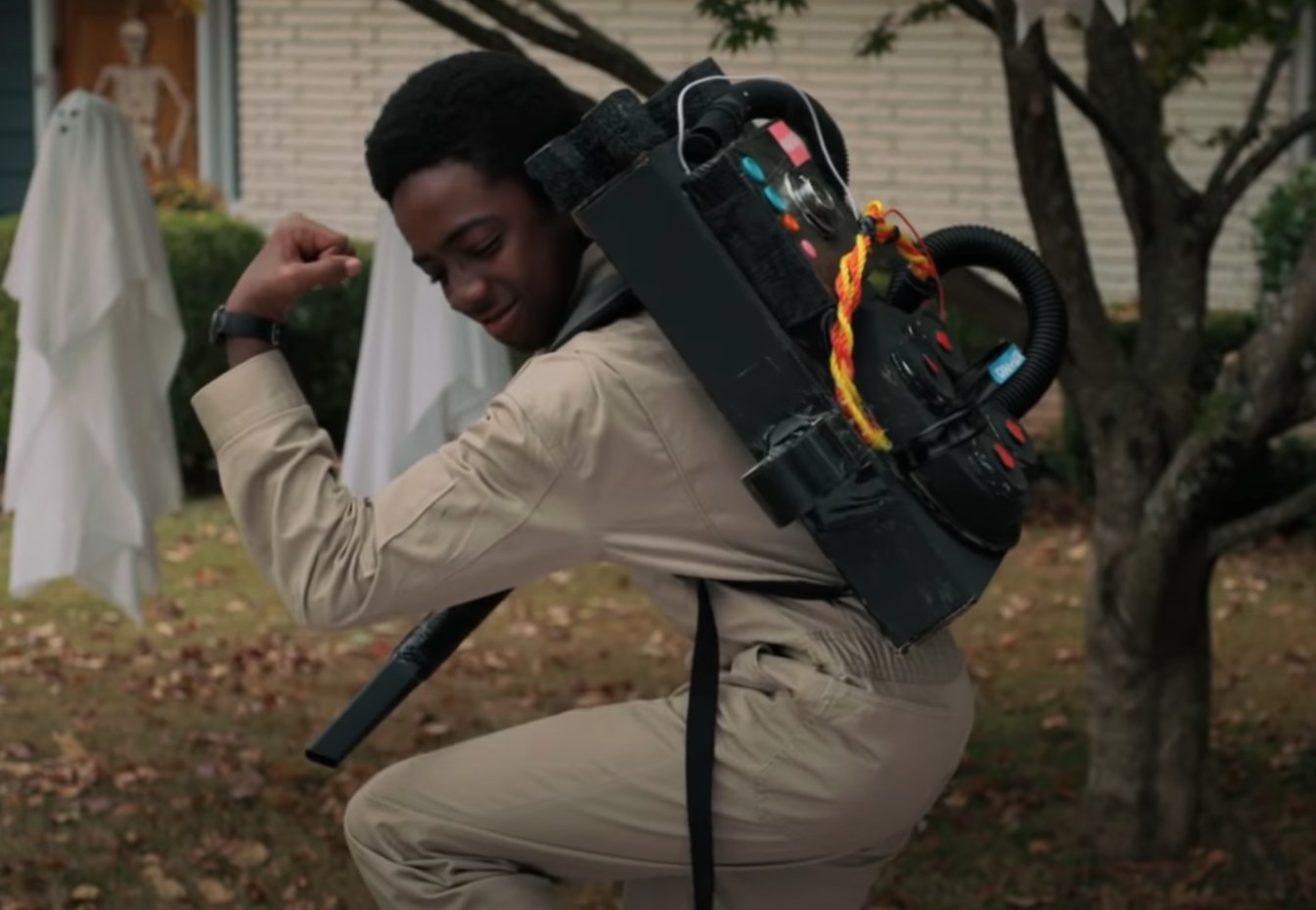 Lucas in ghostbuster costume